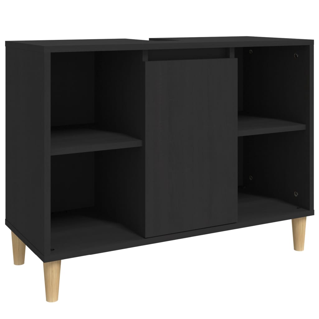 Juego de muebles de baño 3 pzas madera negro - Vetonek