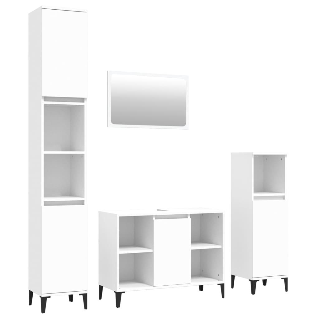 Juego de muebles de baño 4 pzas madera blanco vidaXL