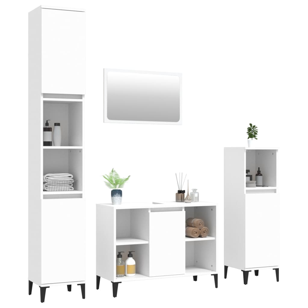 Juego de muebles de baño 4 pzas madera blanco vidaXL