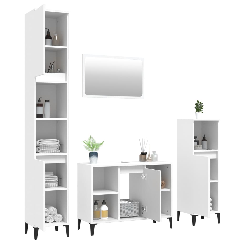 Juego de muebles de baño 4 pzas madera blanco vidaXL