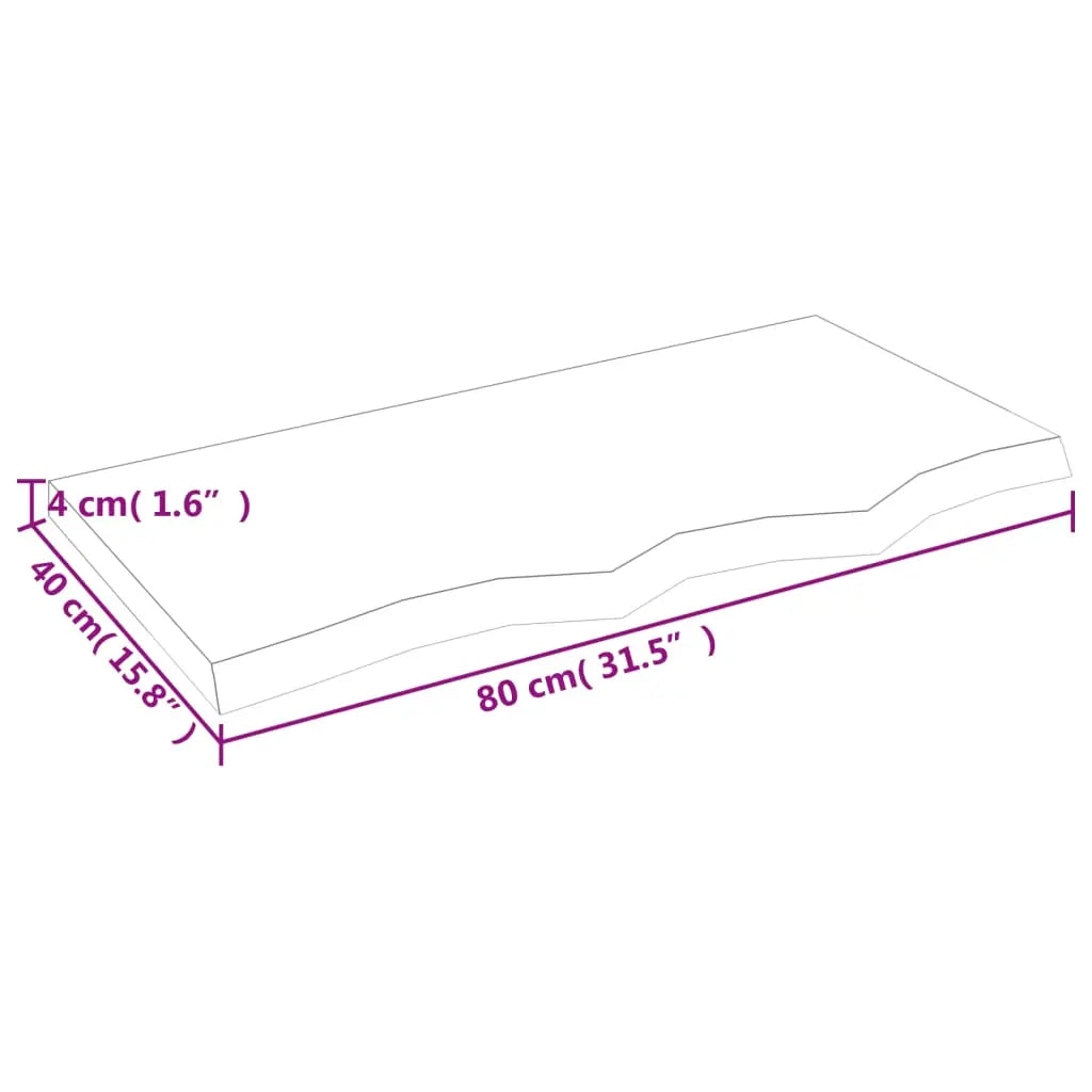 Tablero de mesa madera maciza roble sin tratar 80x40x(2-4) cm Vetonek