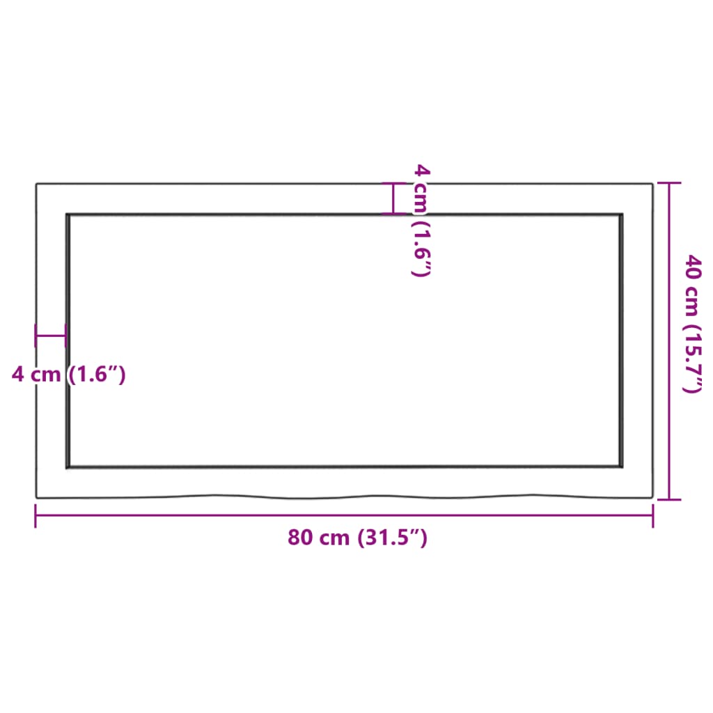 Tablero de mesa madera maciza roble sin tratar 80x40x(2-4) cm vidaXL