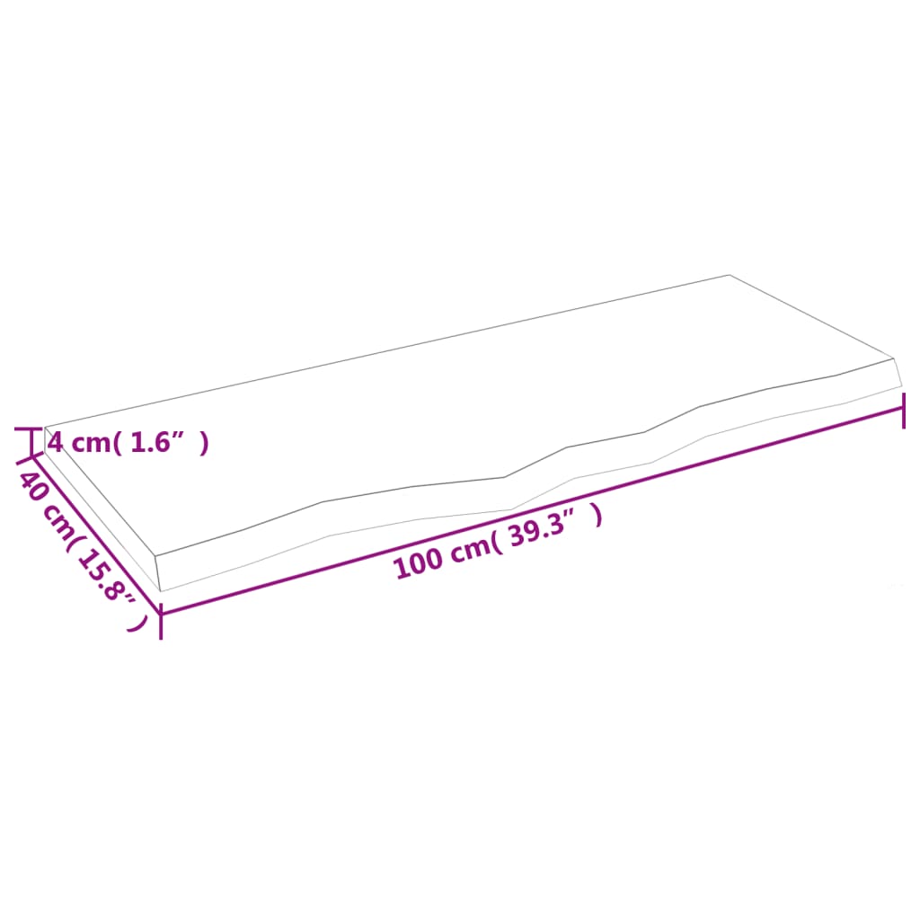 Tablero de mesa madera maciza roble sin tratar 100x40x(2-4) cm vidaXL