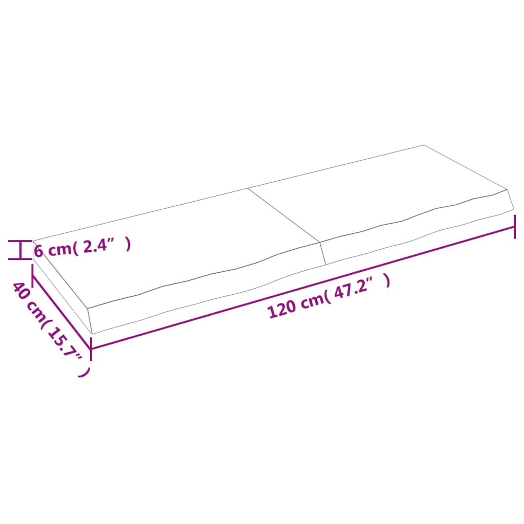 Tablero de mesa madera maciza roble sin tratar 120x40x(2-6) cm vidaXL