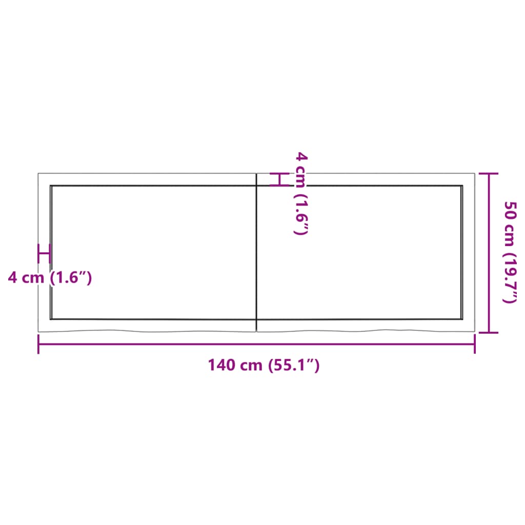 Tablero de mesa madera maciza roble sin tratar 140x50x(2-4) cm vidaXL