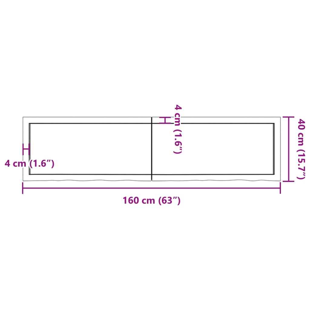 Tablero de mesa madera maciza roble sin tratar 160x40x(2-6) cm vidaXL