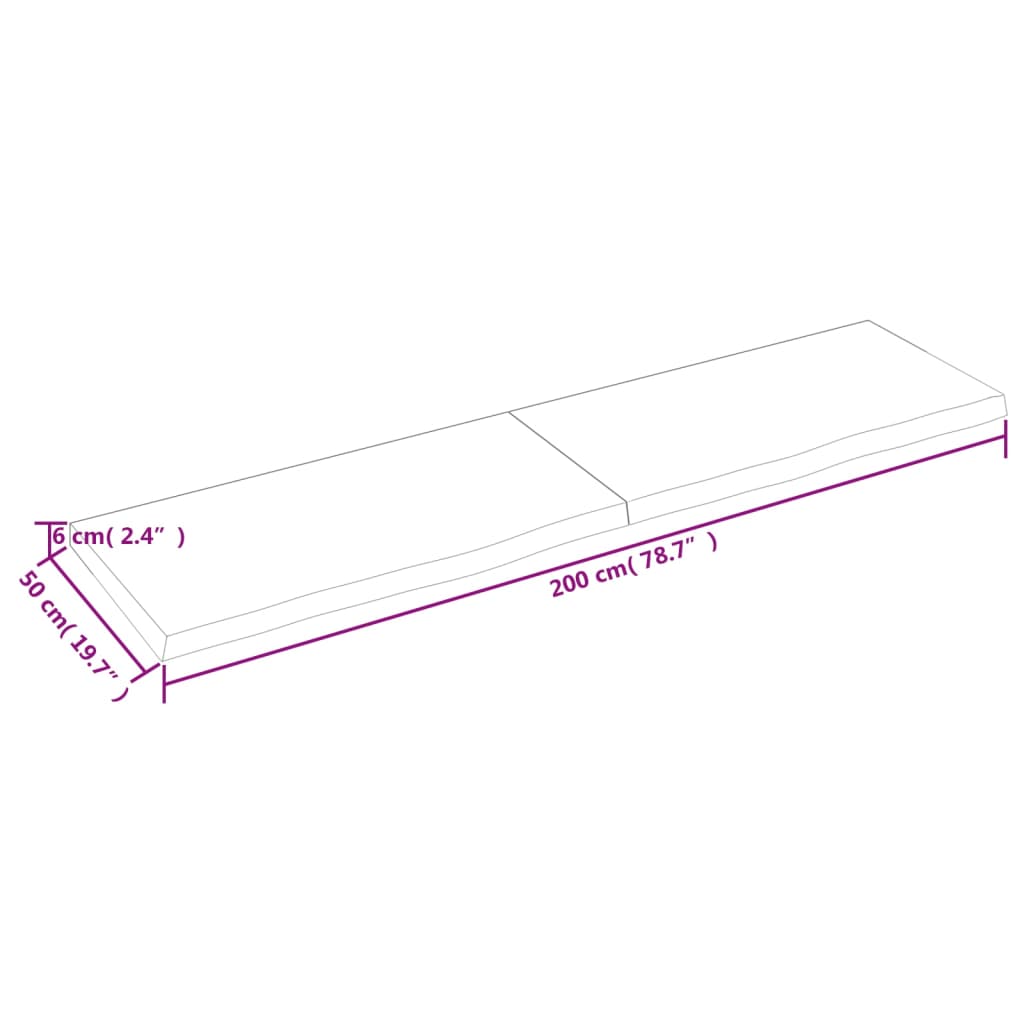 Tablero de mesa madera maciza roble sin tratar 200x50x(2-6) cm vidaXL