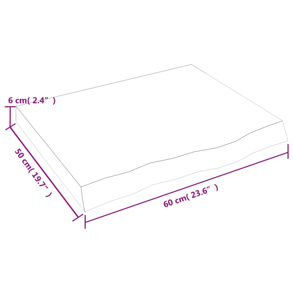 Tablero mesa madera roble tratada marrón claro 60x50x(2-6) cm vidaXL