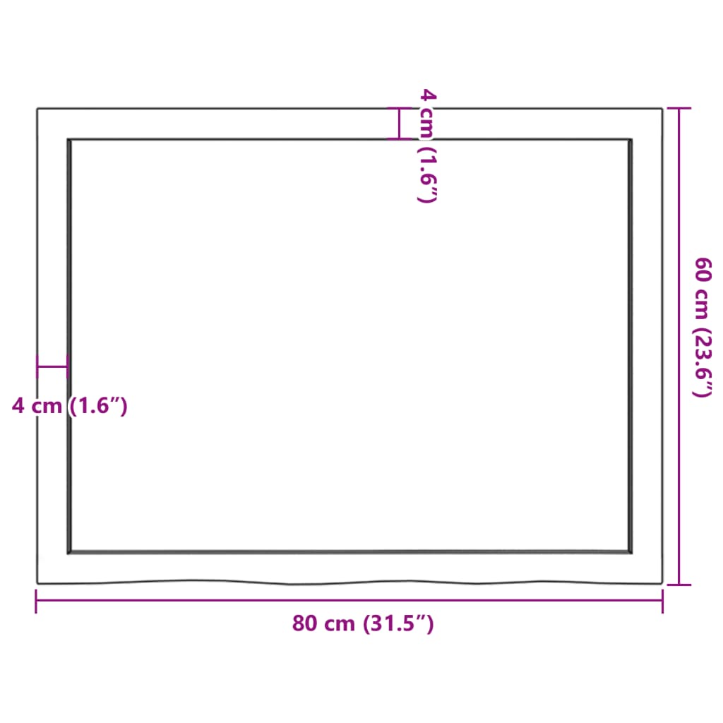 Tablero mesa madera roble tratada marrón claro 80x60x(2-6) cm vidaXL