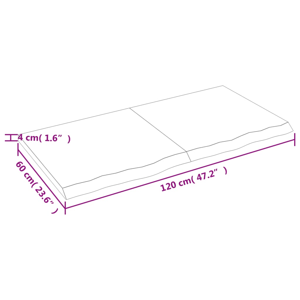 Tablero mesa madera roble tratada marrón claro 120x60x(2-4) cm vidaXL