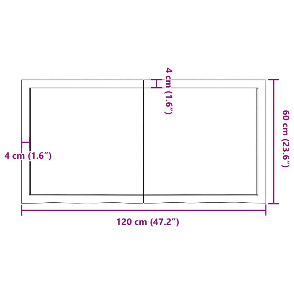 Tablero mesa madera roble tratada marrón claro 120x60x(2-4) cm vidaXL