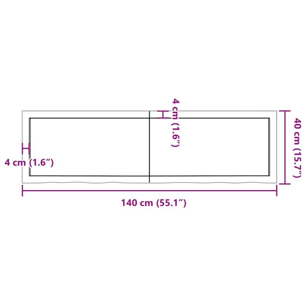 Tablero mesa madera roble tratada marrón claro 140x40x(2-4) cm vidaXL