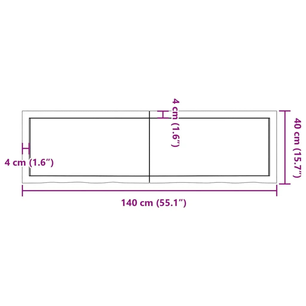 Tablero mesa madera roble tratada marrón claro 140x40x(2-4) cm Vetonek