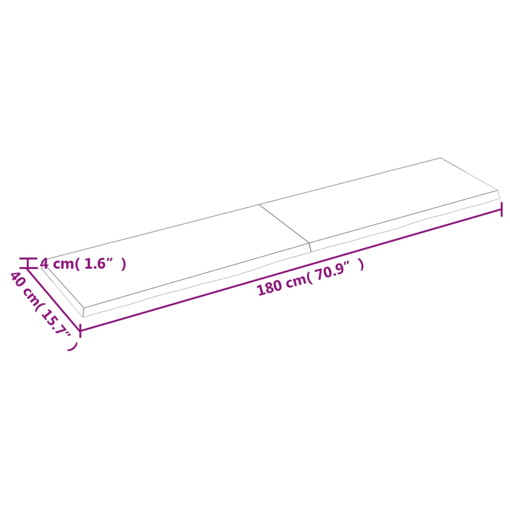 Tablero mesa madera roble tratada marrón claro 180x40x(2-4) cm vidaXL