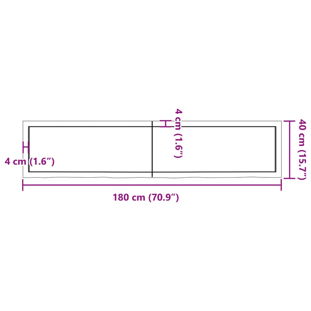 Tablero mesa madera roble tratada marrón claro 180x40x(2-4) cm vidaXL