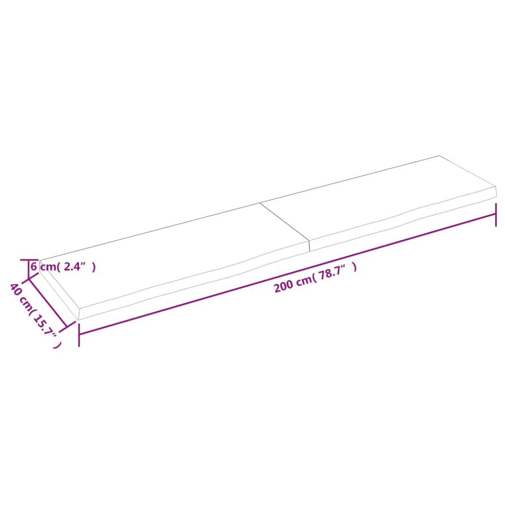 Tablero mesa madera roble tratada marrón claro 200x40x(2-6) cm vidaXL