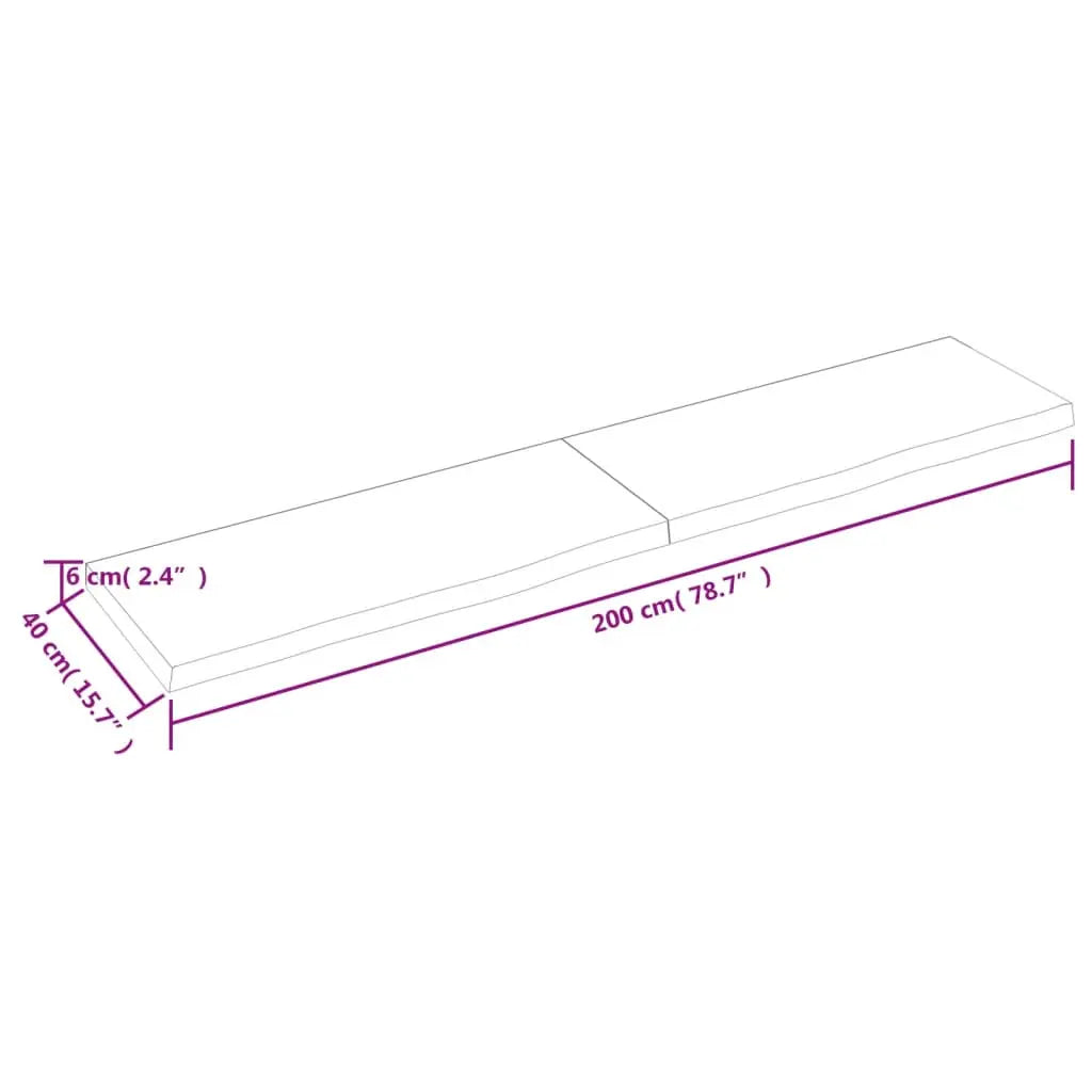 Tablero mesa madera roble tratada marrón claro 200x40x(2-6) cm Vetonek