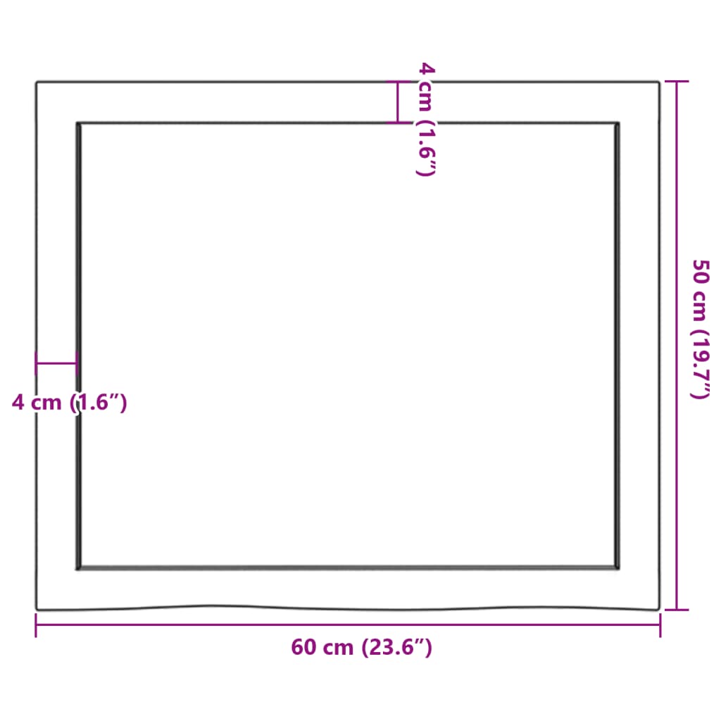 Tablero mesa madera roble tratada marrón oscuro 60x50x(2-6) cm vidaXL