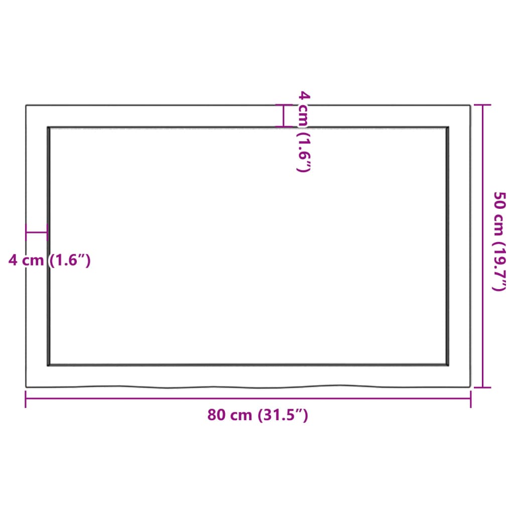 Tablero de mesa madera roble tratada marrón oscuro 80x50x2 cm vidaXL