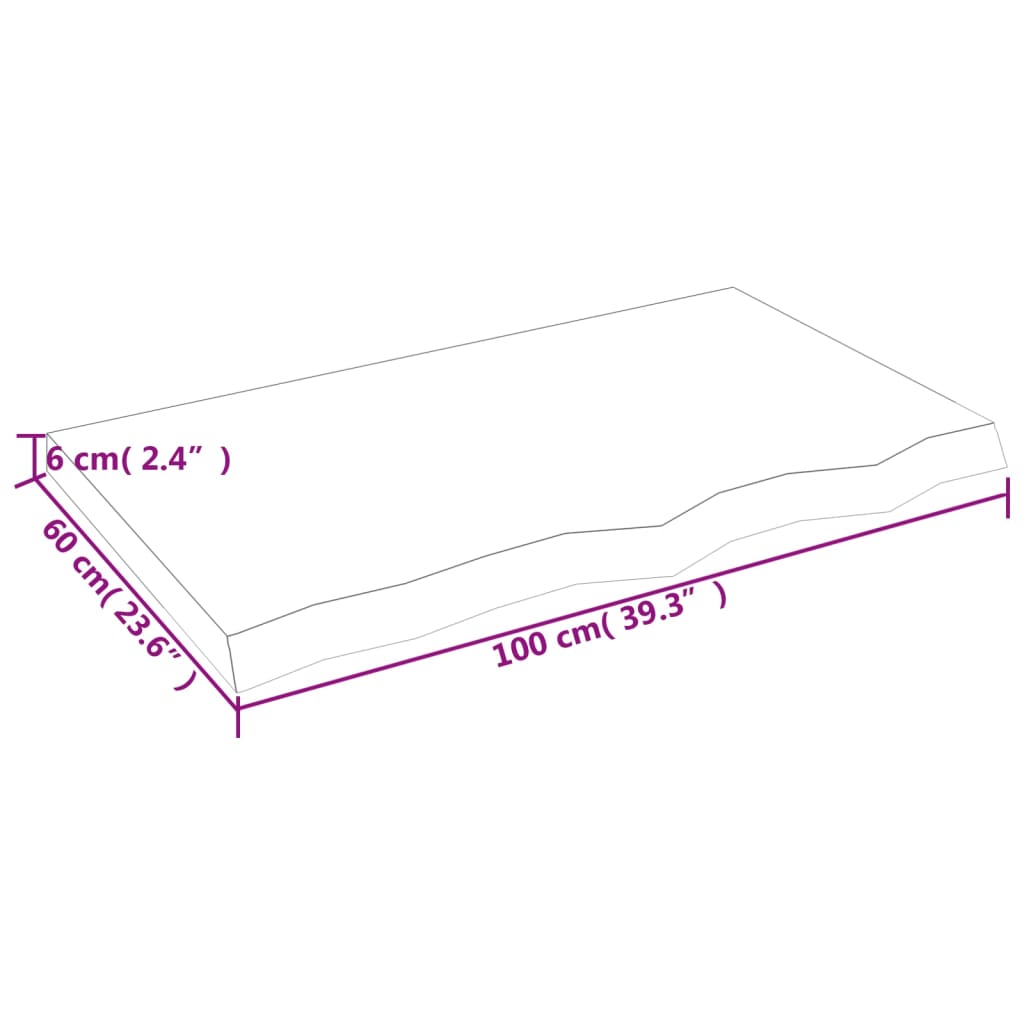 Tablero mesa madera roble tratada marrón oscuro 100x60x(2-6) cm vidaXL