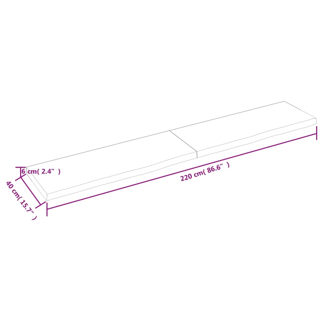 Tablero mesa madera roble tratada marrón oscuro 220x40x(2-6) cm vidaXL