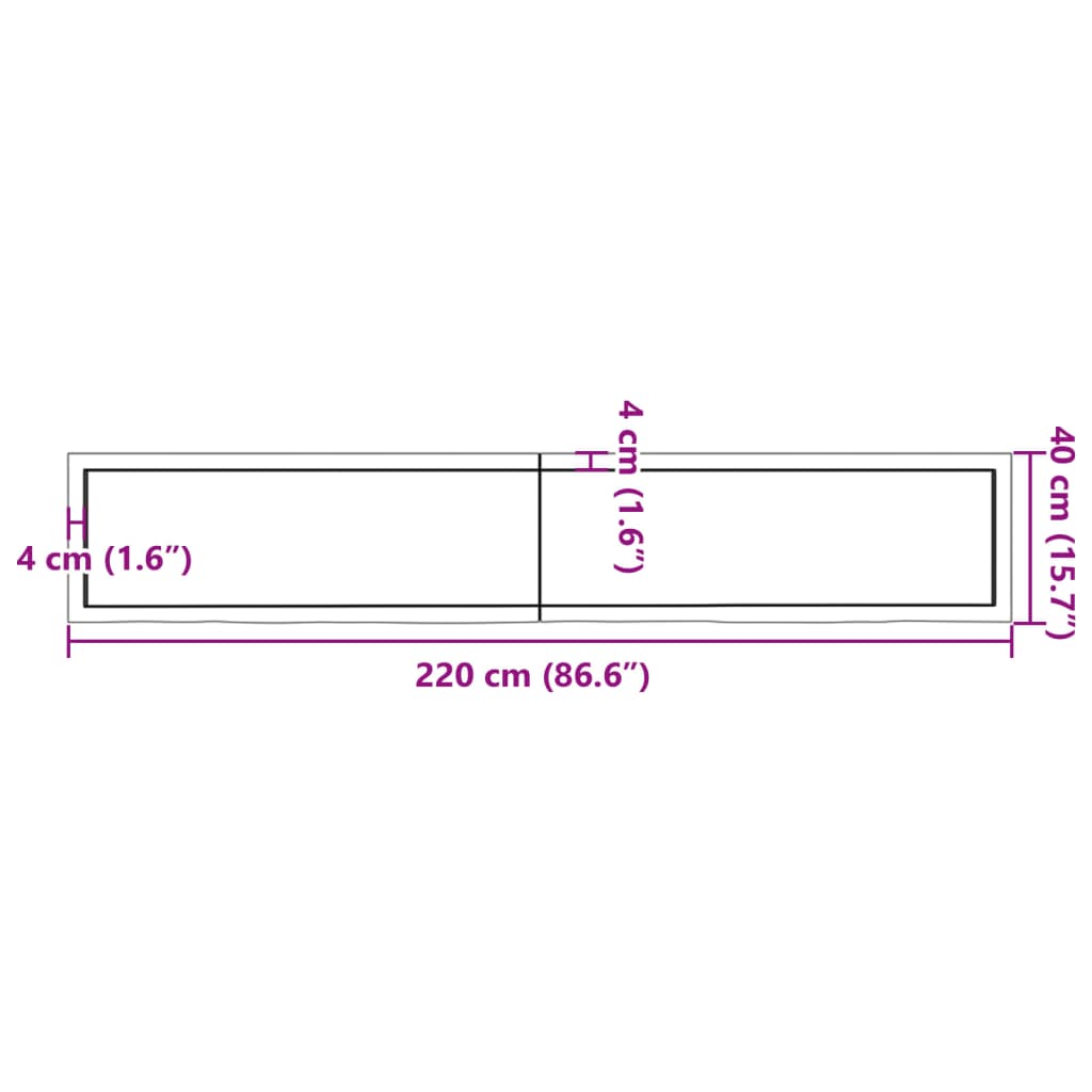 Tablero mesa madera roble tratada marrón oscuro 220x40x(2-6) cm vidaXL