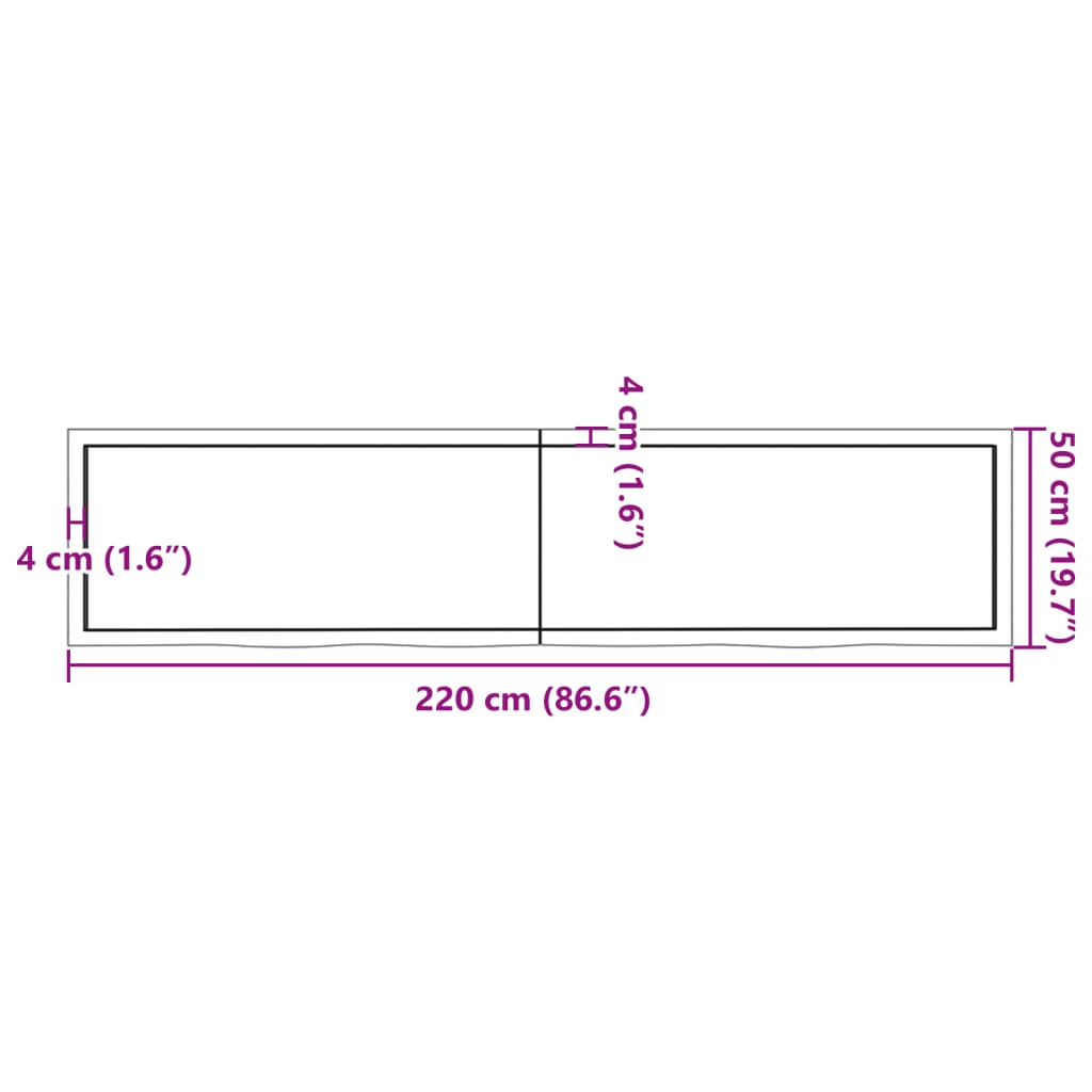 Tablero mesa madera roble tratada marrón oscuro 220x50x(2-6) cm vidaXL