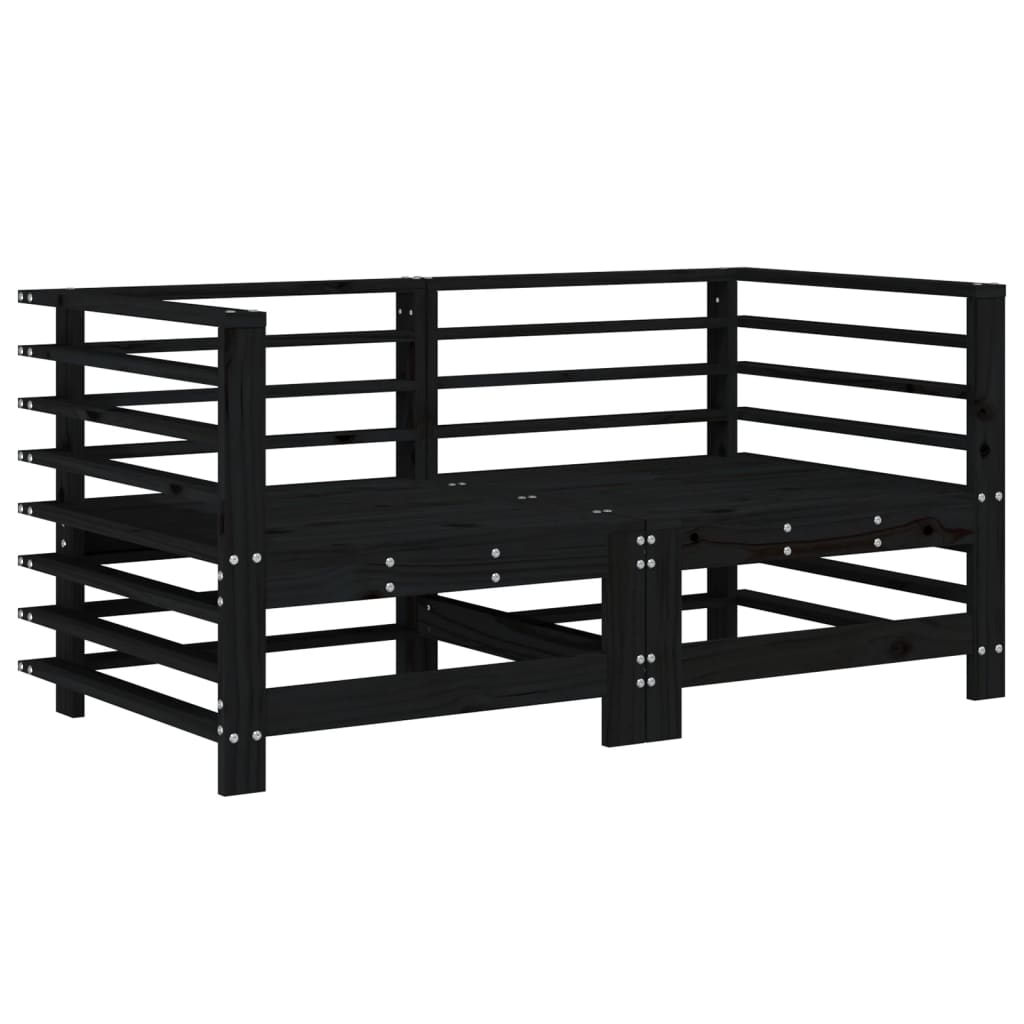 Juego de muebles de jardín 7 piezas madera maciza de pino negro - Vetonek