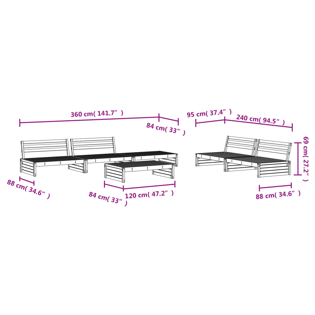 Mesa y taburetes altos jardín 6 pzas madera maciza de pino gris vidaXL