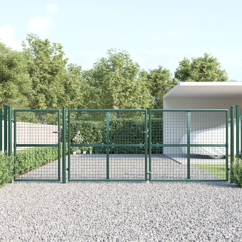 Vetonek Puerta de malla de jardín acero galvanizado verde 400x175 cm