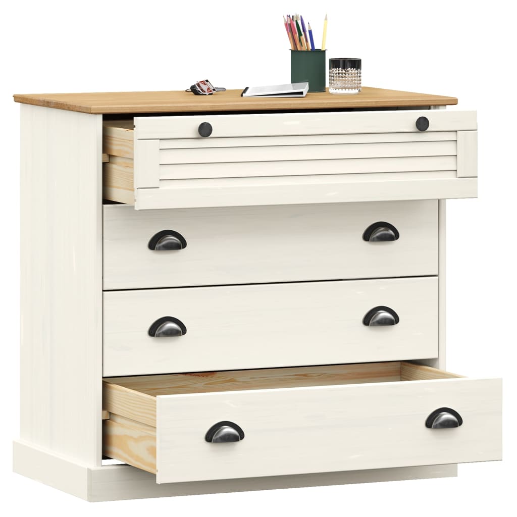 Cómoda VIGO madera maciza pino blanco 80x40x76 cm V5759 Vetonek