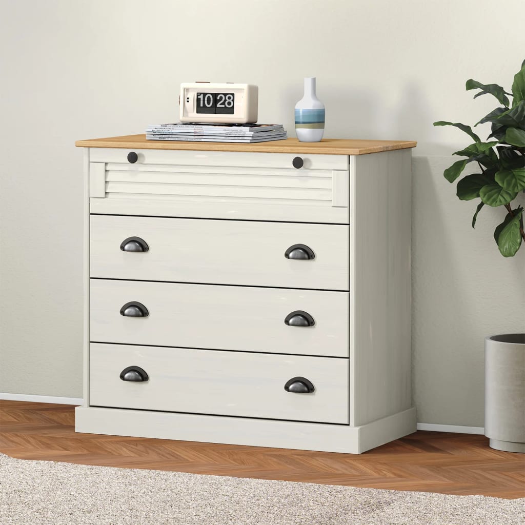 VIGO chest of drawers solid white pine wood 80x40x76 cm V5759 Vetonek