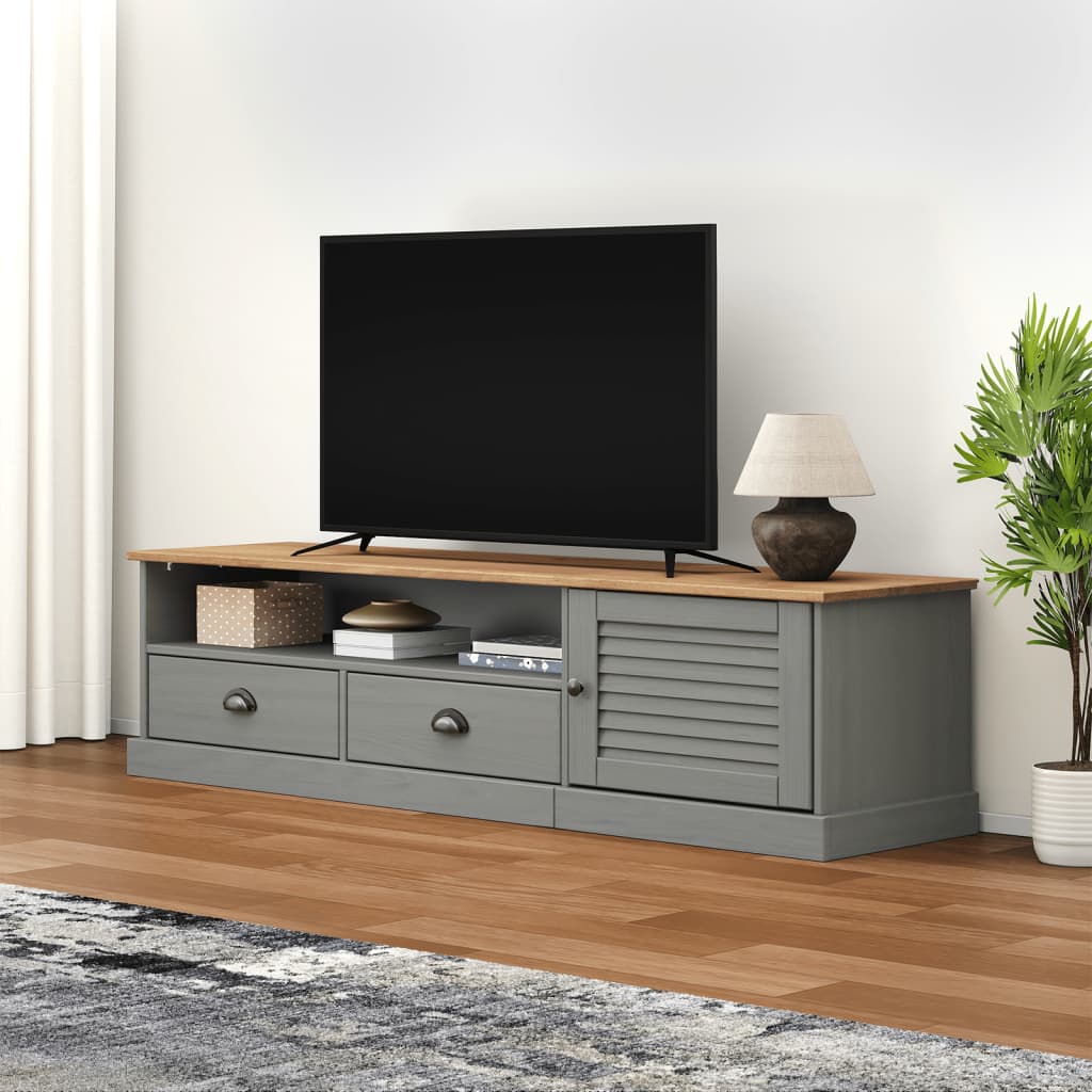 Vetonek Mueble para TV VIGO madera maciza de pino gris 156x40x40 cm