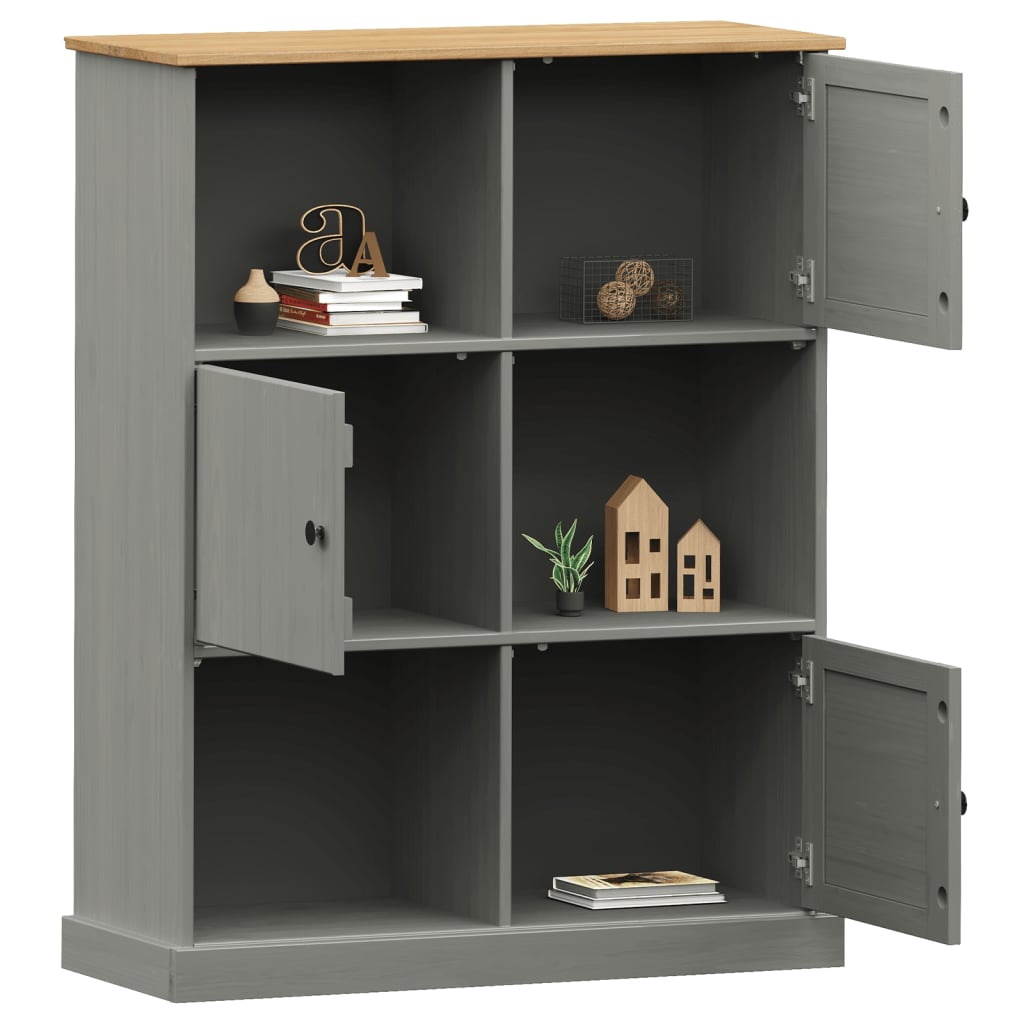 Librería VIGO madera maciza de pino gris 90x35x114,5 cm