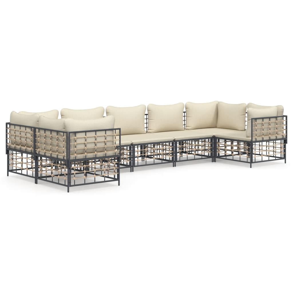 Set muebles de jardín 7 pzas y cojines ratán PE gris antracita vidaXL