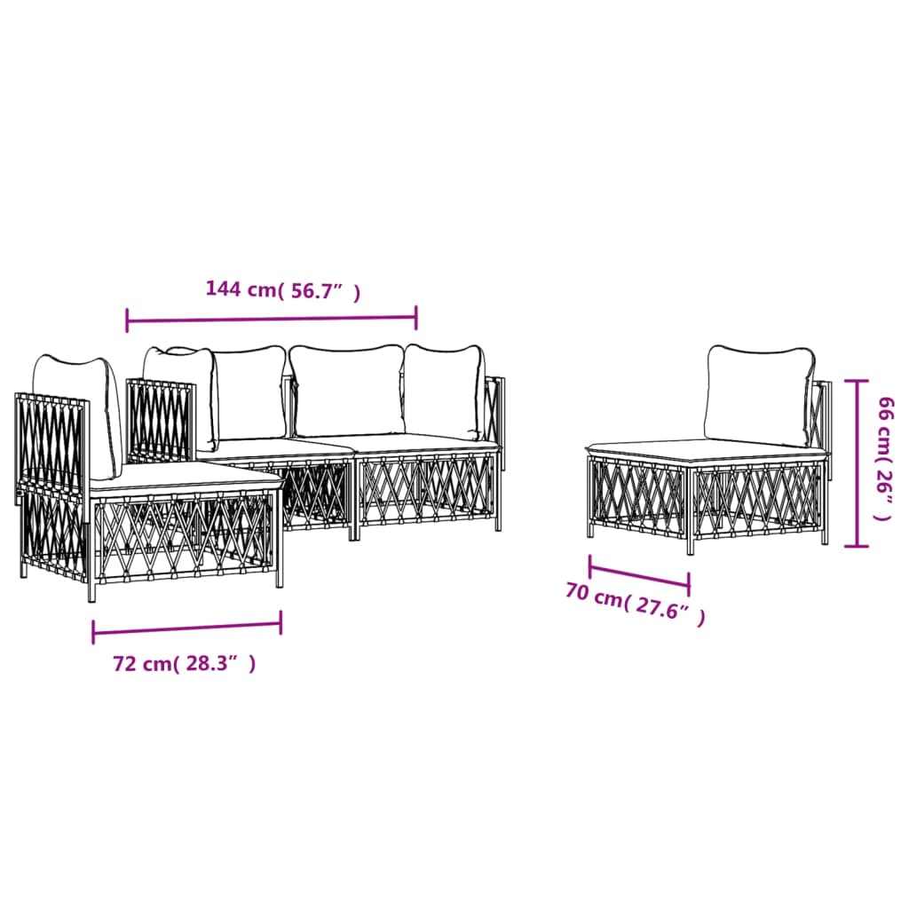 Juego muebles de jardín 4 pzas y cojines acero gris antracita vidaXL