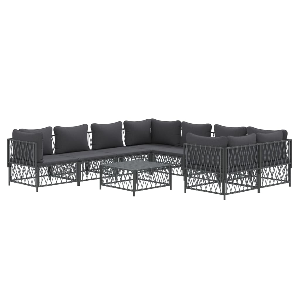 GAME GARDEN FURNITURE 9 PCAS AND CUSHES GRAY STEEL ANTRACITA