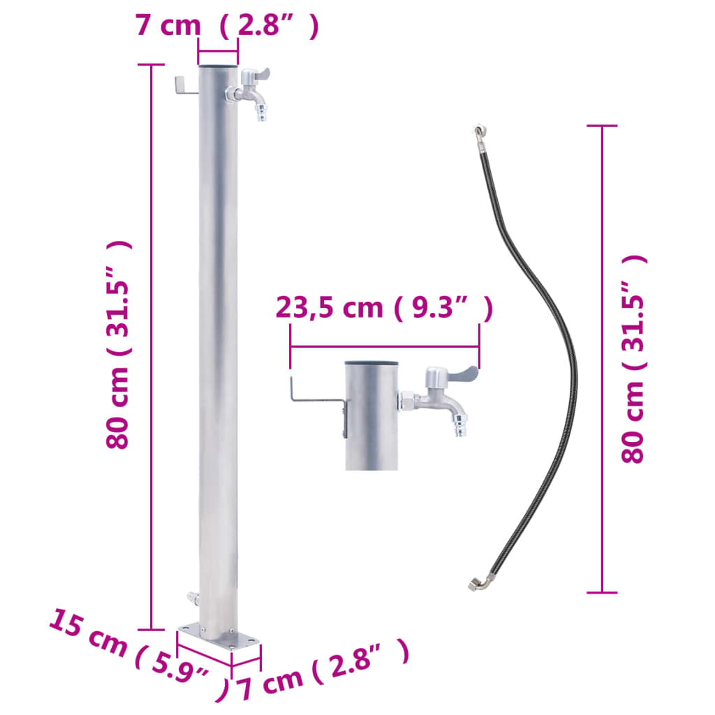 Fuente de agua para jardín acero inoxidable redonda 80 cm vidaXL