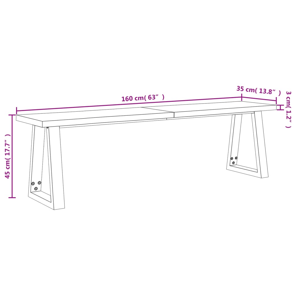 Juego de comedor con borde vivo 3 piezas madera maciza acacia vidaXL