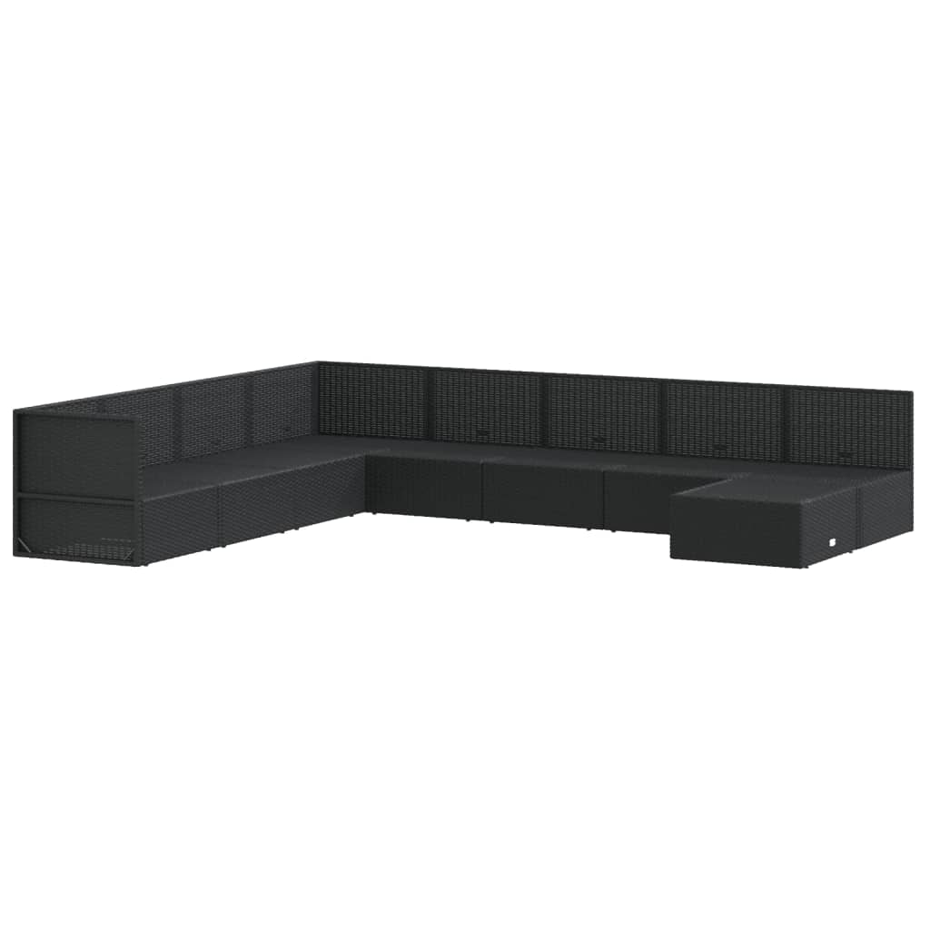 Set de muebles de jardín 9 pzas y cojines ratán sintético negro vidaXL