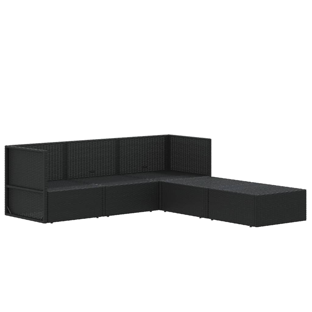 Set de muebles de jardín 5 pzas y cojines ratán sintético negro vidaXL