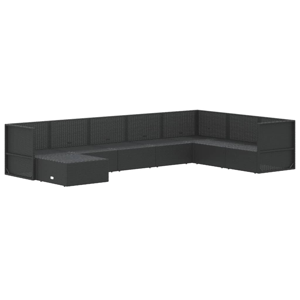 Set de muebles de jardín 8 pzas y cojines ratán sintético negro vidaXL