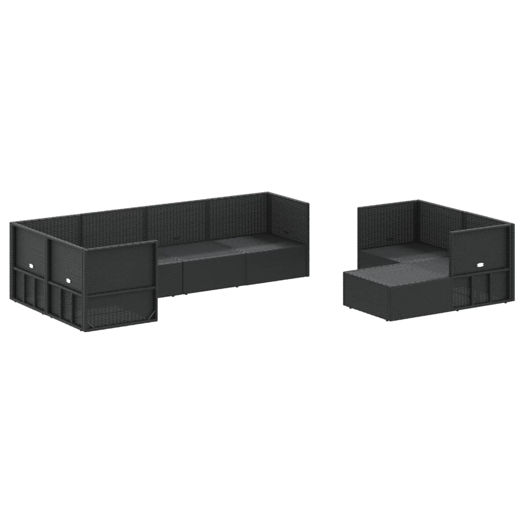 Set de muebles de jardín 8 pzas y cojines ratán sintético negro vidaXL