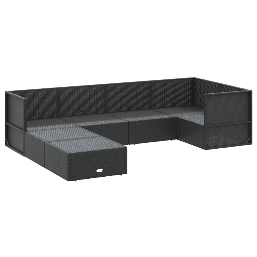 Set de muebles de jardín y cojines 7 pzas ratán sintético negro vidaXL