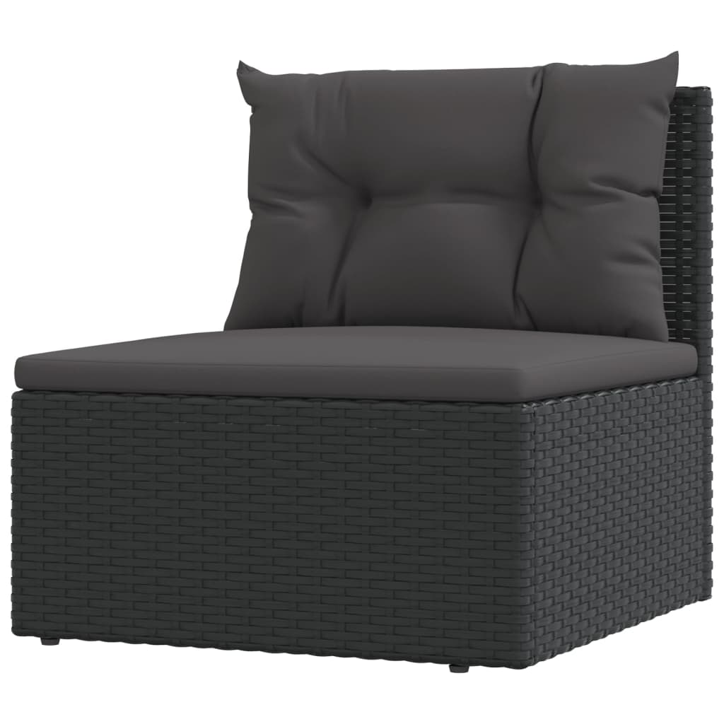 Set de muebles de jardín y cojines 7 pzas ratán sintético negro vidaXL