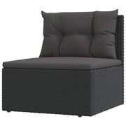 Set de muebles de jardín 9 pzas y cojines ratán sintético negro v3600 Vetonek