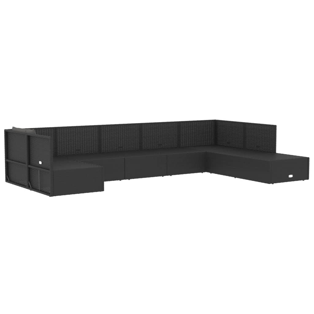 Set de muebles de jardín 8 pzas y cojines ratán sintético negro vidaXL