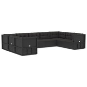 Set de muebles de jardín 9 pzas y cojines ratán sintético negro - Vetonek