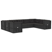 Set de muebles de jardín 9 pzas y cojines ratán sintético negro v3679 Vetonek