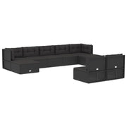 Set de muebles de jardín 9 pzas y cojines ratán sintético negro v3716 - Vetonek